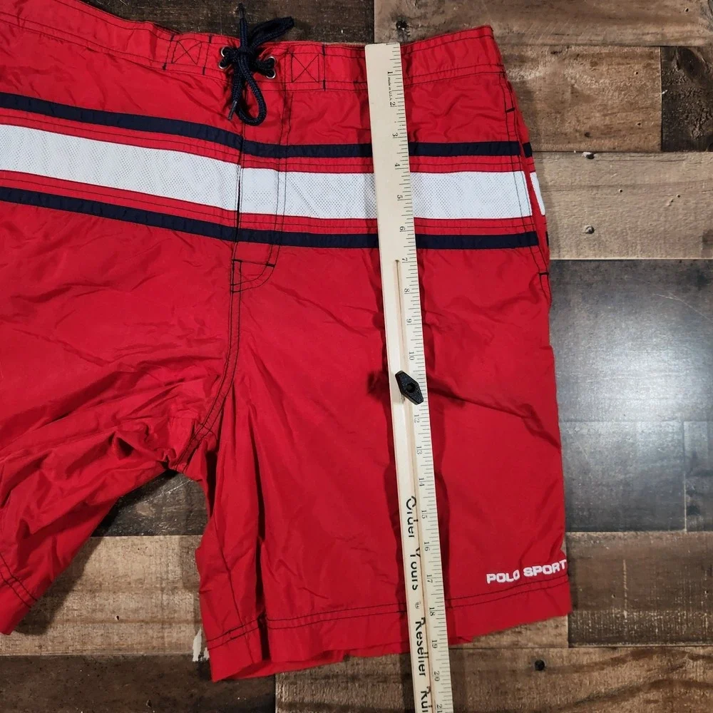 Vintage 90s Polo Sport Swim Trunks Mens Large Red Ralph Lauren Mesh Lined